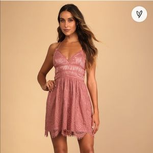 Lulus “Keep you captivated lace lace-up skater mini dress”